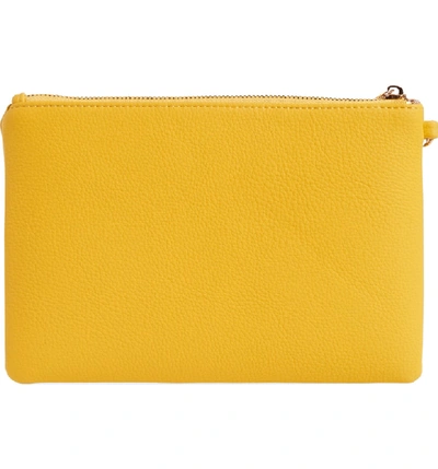 Shop Sondra Roberts Love Embellished Faux Leather Wristlet - Yellow