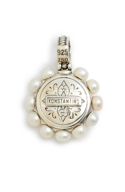 Shop Konstantino Hestia Etched Sterling Silver Pendant In Silver/ Gold/ White