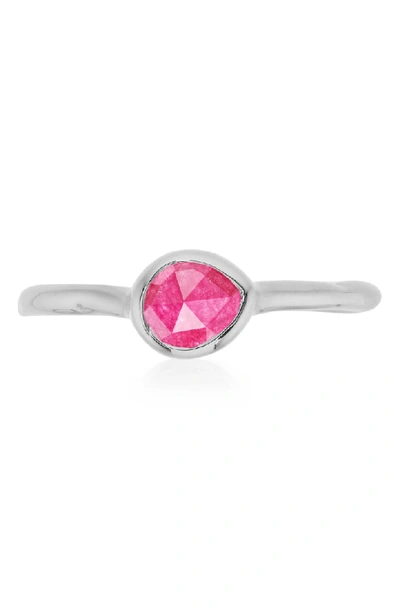 Shop Monica Vinader Siren Small Stacking Ring In Silver/ Pink Quartz