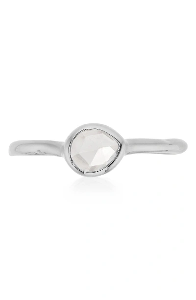 Shop Monica Vinader Siren Small Stacking Ring In Silver/ Rock Crystal