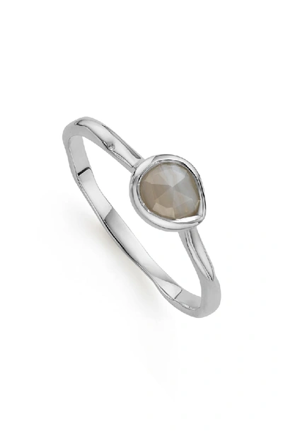 Shop Monica Vinader Siren Small Stacking Ring In Silver/ Grey Agate