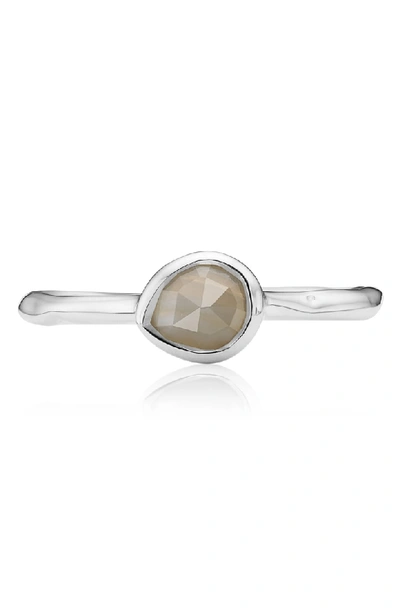 Shop Monica Vinader Siren Small Stacking Ring In Silver/ Grey Agate