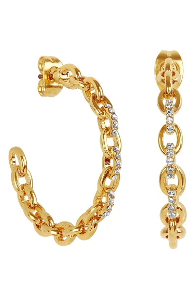 Shop Adore Crystal Cable Hoop Earrings In Gold