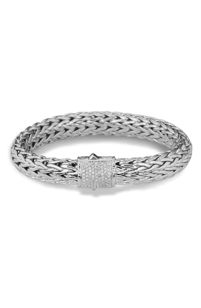 Shop John Hardy Classic Chain Bracelet With Pave Diamonds In Silver/ Diamond