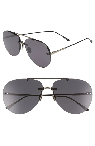 Shop Bottega Veneta 63mm Aviator Sunglasses In Silver/ Black