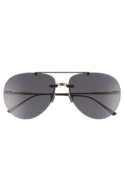 Shop Bottega Veneta 63mm Aviator Sunglasses In Silver/ Black
