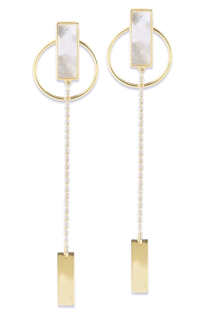 Shop Argento Vivo Stone Drop Earrings In Mother Of Pearl/ Gold