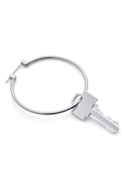 Shop Lauren Klassen Single Key Hoop Earring (nordstrom Exclusive) In Rhodium Sterling Silver