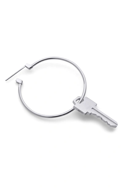 Shop Lauren Klassen Single Key Hoop Earring (nordstrom Exclusive) In Rhodium Sterling Silver