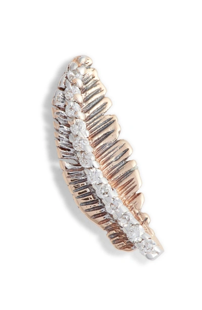 Shop Kismet By Milka Diamond Feather Single Earring In Rose Gold/ Diamond