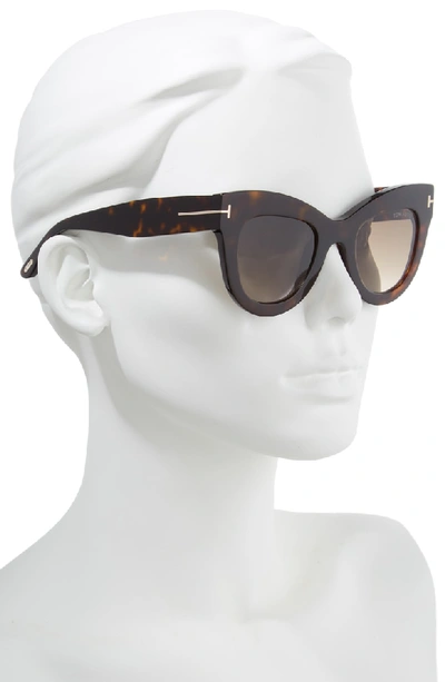 Shop Tom Ford Karina 47mm Cat Eye Sunglasses - Dark Havana/ Gradient Roviex