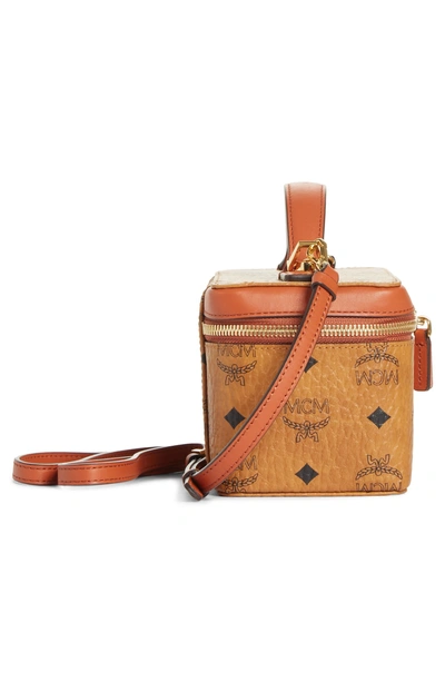 Shop Mcm Vintage Rockstar Visetos Coated Canvas Vanity Case In Cognac