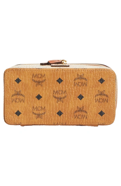 Shop Mcm Vintage Rockstar Visetos Coated Canvas Vanity Case In Cognac