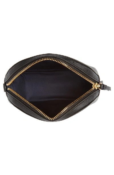 Shop Tory Burch Robinson Small Leather Cosmetic Bag In Black / Royal Navy