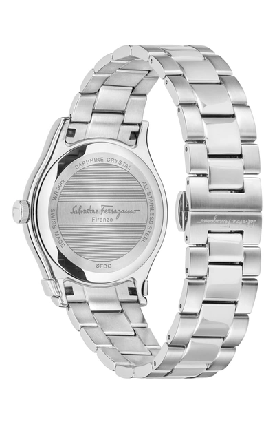 Shop Ferragamo 1898 Diamond Bracelet Watch, 40mm In Silver/ Pink Mop/ Silver