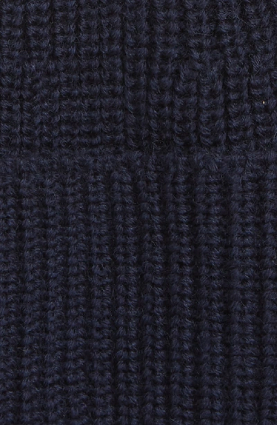 Shop Lacoste Ribbed Wool Beanie - Blue In Navy Blue