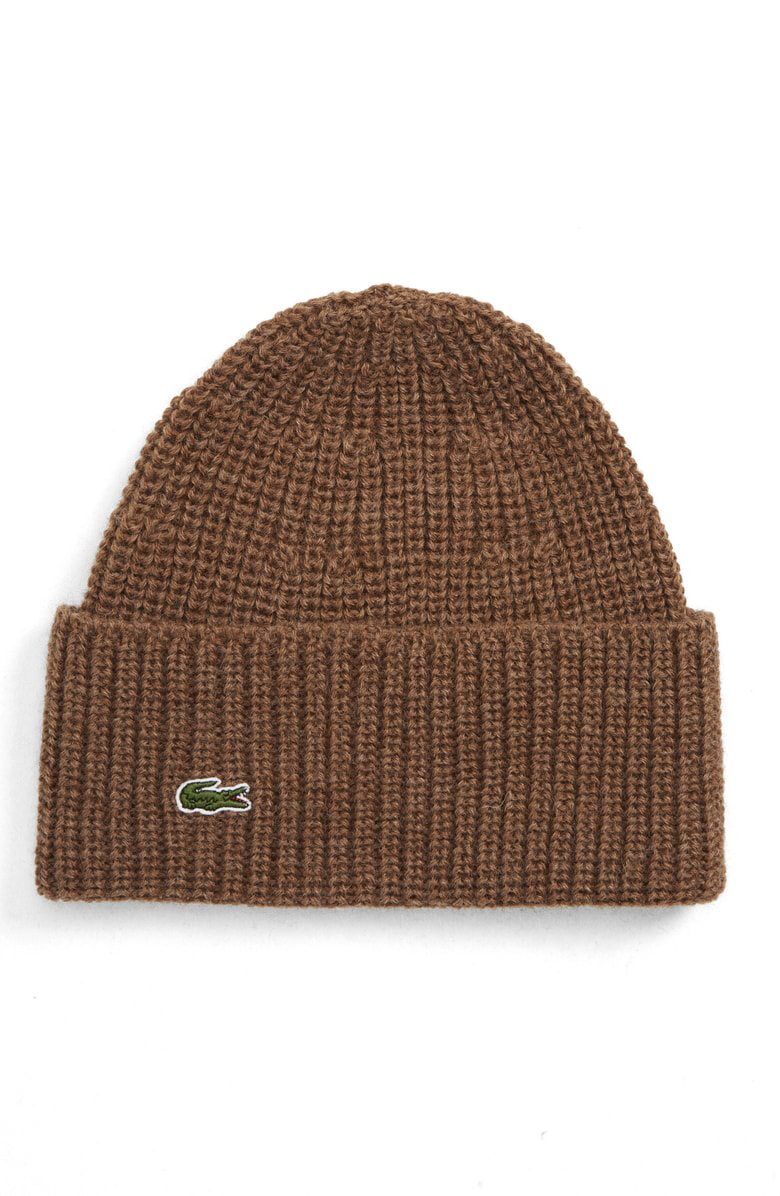 lacoste ribbed wool beanie