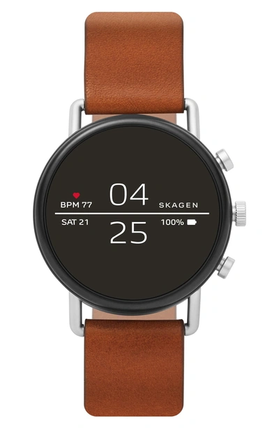Shop Skagen Falster 2 Touchscreen Strap Smart Watch, 40mm In Brown/ Black/ Silver