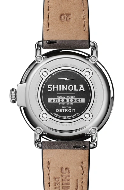 Shop Shinola 'the Runwell' Leather Strap Watch, 41mm In Heather Grey/ Mop/ Silver