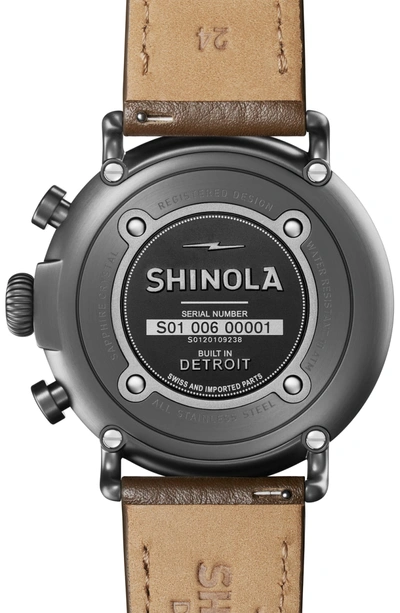 Shop Shinola The Runwell Chrono Leather Strap Watch, 47mm In Walnut/ Gunmetal