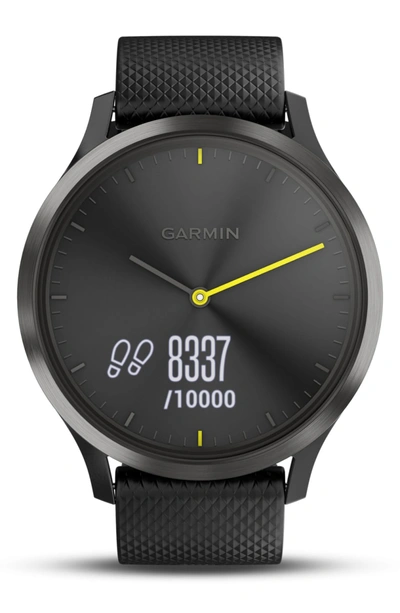 Shop Garmin Vivomove Hr Sport Hybrid Smart Watch In Black/ Black/ Black