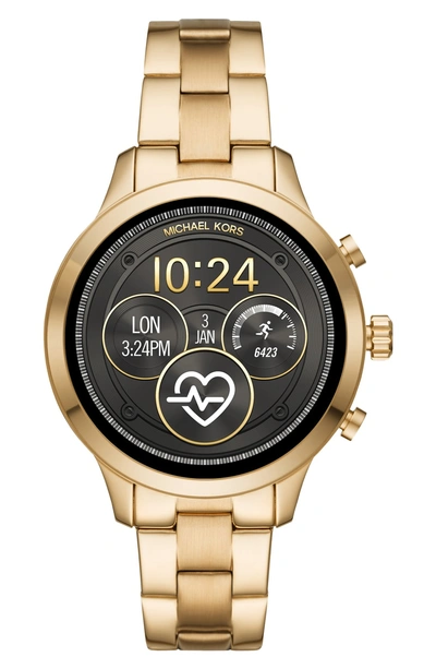 Shop Michael Kors Michael  Access Runway Smart Bracelet Watch, 41mm In Gold