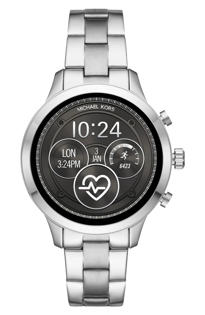 Shop Michael Kors Access Runway Smart Bracelet Watch, 41mm In Silver