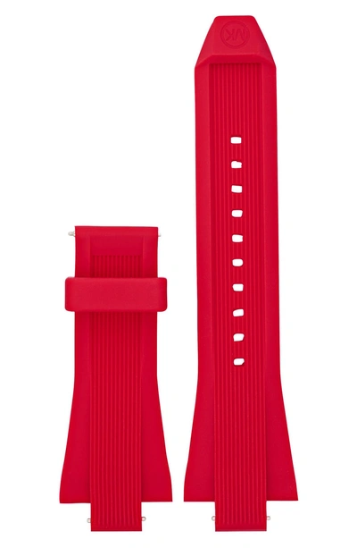 Shop Michael Kors Dylan 28mm Silicone Watch Strap In Red