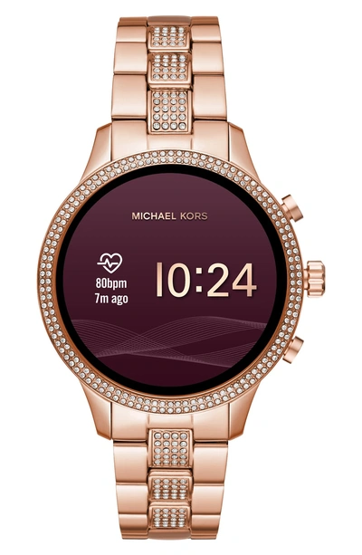 Shop Michael Kors Michael  Access Runway Smart Bracelet Watch, 41mm In Rose Gold