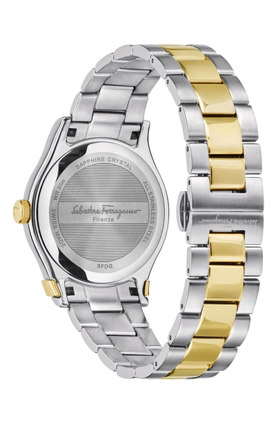 Shop Ferragamo 1898 Diamond Bracelet Watch, 40mm In Silver/ White Mop/ Gold