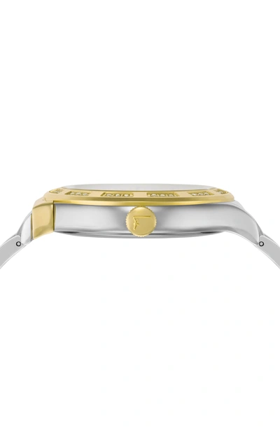 Shop Ferragamo 1898 Diamond Bracelet Watch, 40mm In Silver/ White Mop/ Gold