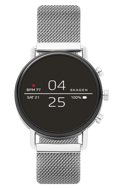 Shop Skagen Falster 2 Touchscreen Mesh Strap Smart Watch, 40mm In Silver/ Black