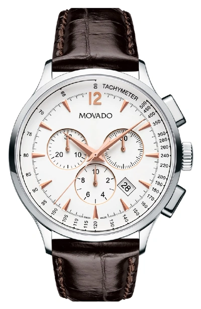 Shop Movado 'circa' Round Chronograph Watch, 42mm In Brown