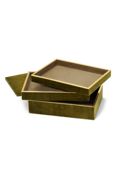 Shop Aerin Valentina Velvet Stacked Jewelry Box - Green In Moss