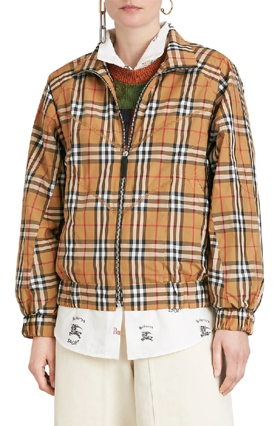 Shop Burberry Corfe Check Print Jacket In Antique Yellow