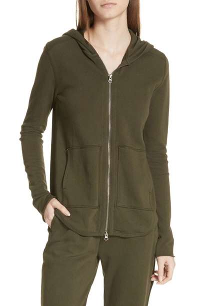 Shop Atm Anthony Thomas Melillo Front Zip Hoodie In Pine