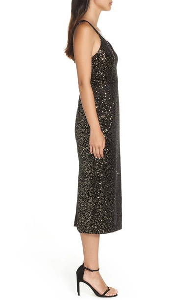 Shop Jill Jill Stuart Velvet & Sequin Embellished Midi Dress In Black/ Gold
