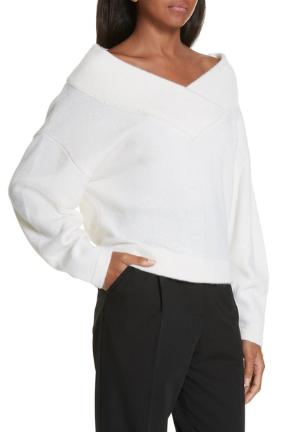 Shop Ji Oh Crop Wool & Cashmere Sweater In Cream