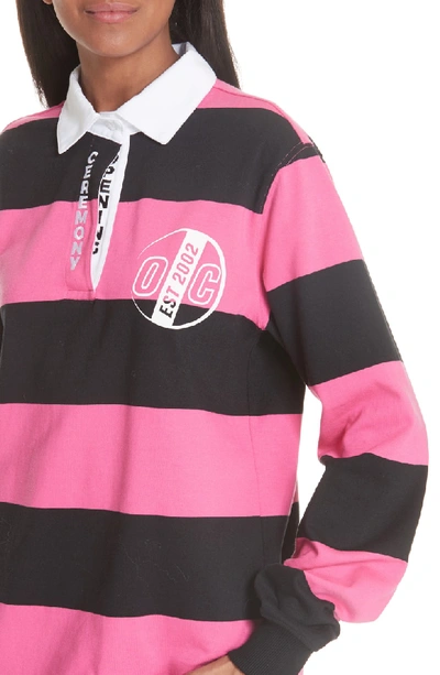 Shop Opening Ceremony Stripe Rugby Top In Neon Pink Multi
