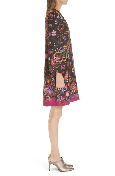 Shop Etro Paisley Print Brocade Sheath Dress In Black