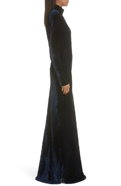 Shop Nili Lotan Genevieve Velvet Maxi Dress In Navy