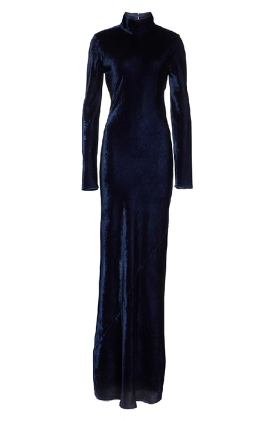 Shop Nili Lotan Genevieve Velvet Maxi Dress In Navy