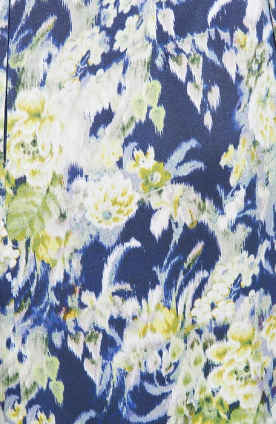 Shop Amur Fran Floral Print Ruched Silk Dress In Acid
