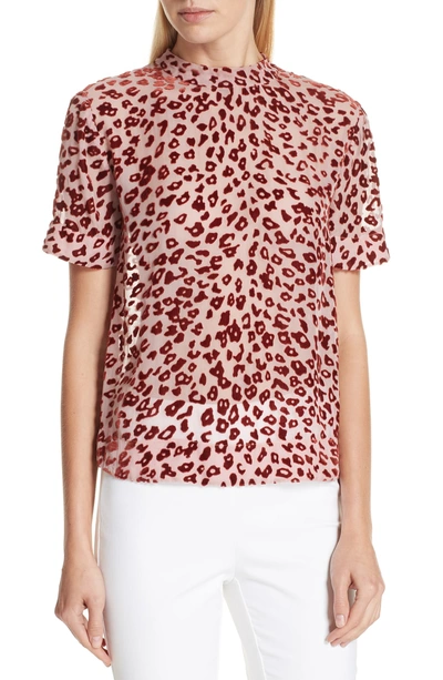 Shop Rag & Bone Gia Devoré Leopard Spot Blouse In Pink/ Rust