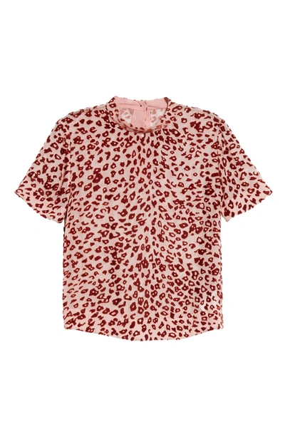 Shop Rag & Bone Gia Devoré Leopard Spot Blouse In Pink/ Rust