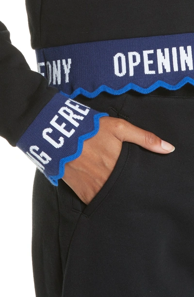 Shop Opening Ceremony Scallop Logo Trim Crop Sweatshirt In Black