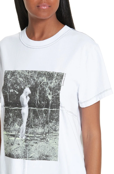 Shop Eckhaus Latta Sculpture Graphic Lapped Seam Tee In White