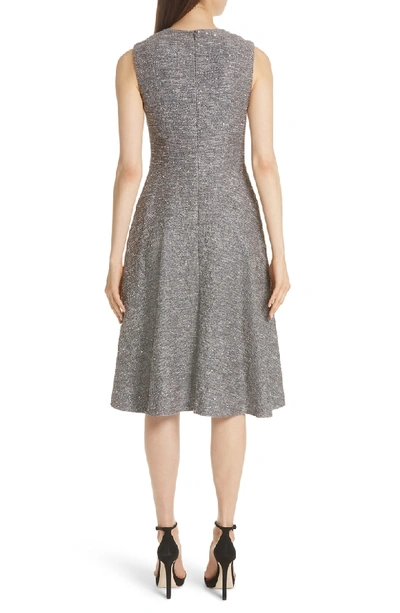 Shop Lela Rose Sequin Embroidered Tweed Fit & Flare Dress In Smoke