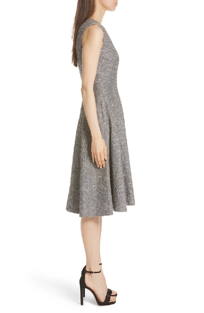 Shop Lela Rose Sequin Embroidered Tweed Fit & Flare Dress In Smoke