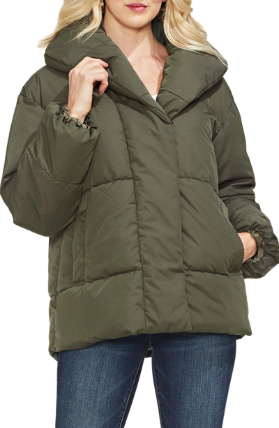 Shop Vince Camuto Matte Quilted Puffer Jacket In Rich Olive